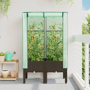 Hochbeet mit Gewächshaus Rattan-Optik 80x40x140cm