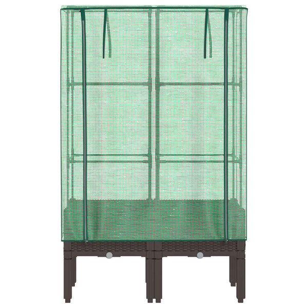 Hochbeet mit Gewächshaus Rattan-Optik 80x40x140cm