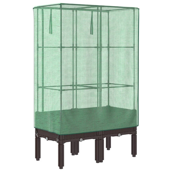 Hochbeet mit Gewächshaus Rattan-Optik 80x40x140cm