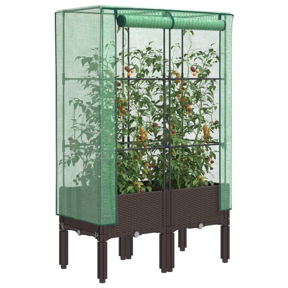 Hochbeet mit Gewächshaus Rattan-Optik 80x40x140cm