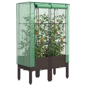 Hochbeet mit Gewächshaus Rattan-Optik 80x40x140cm