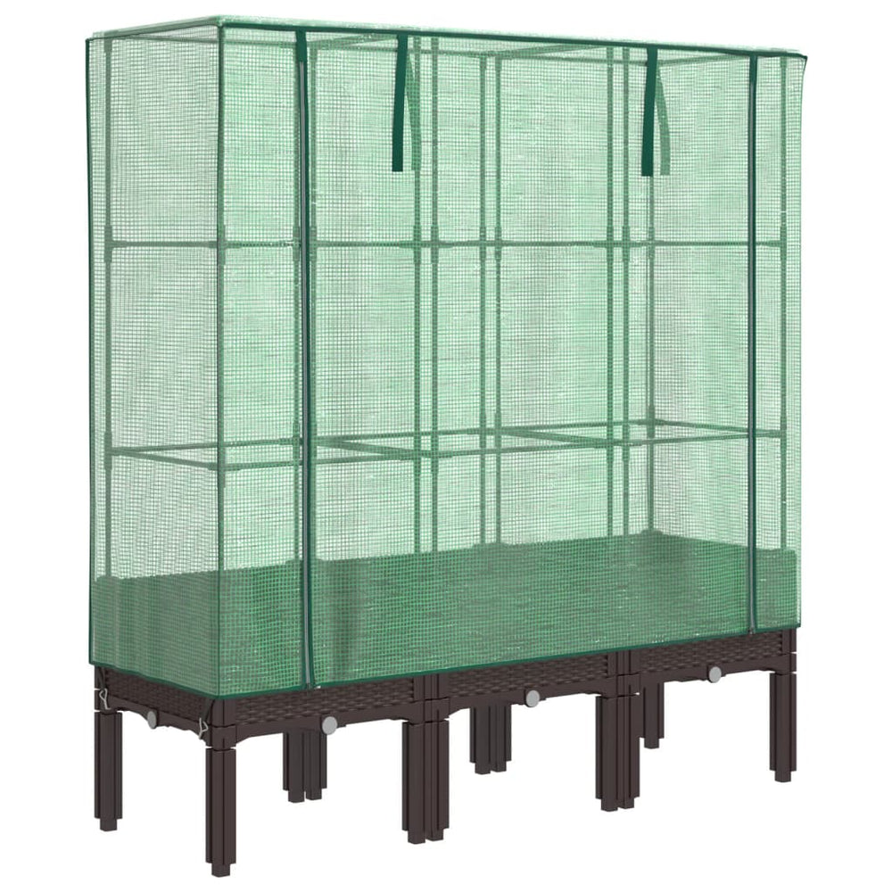 Hochbeet mit Gewächshaus Rattan-Optik 120x40x140 cm