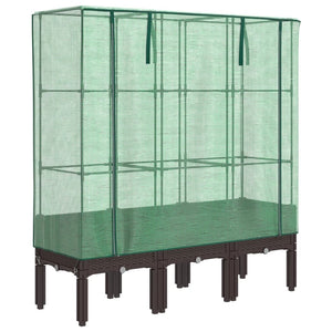 Hochbeet mit Gewächshaus Rattan-Optik 120x40x140 cm