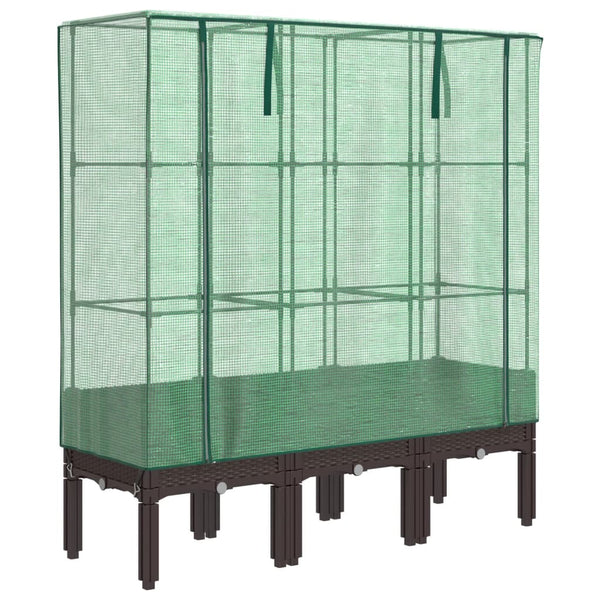 Hochbeet mit Gewächshaus Rattan-Optik 120x40x140 cm