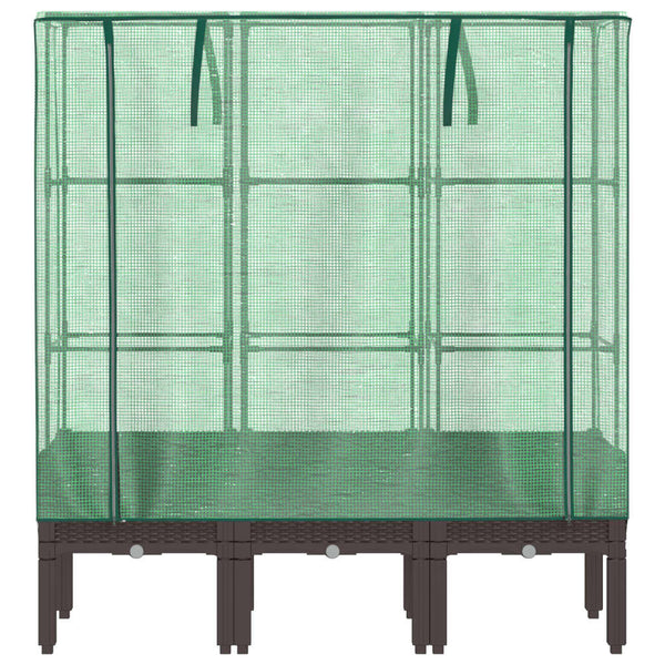 Hochbeet mit Gewächshaus Rattan-Optik 120x40x140 cm