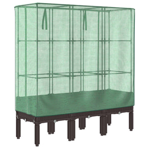 Hochbeet mit Gewächshaus Rattan-Optik 120x40x140 cm
