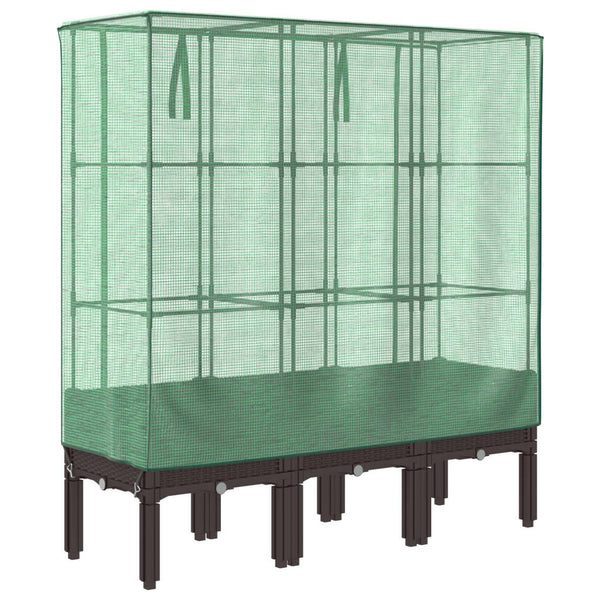 Hochbeet mit Gewächshaus Rattan-Optik 120x40x140 cm