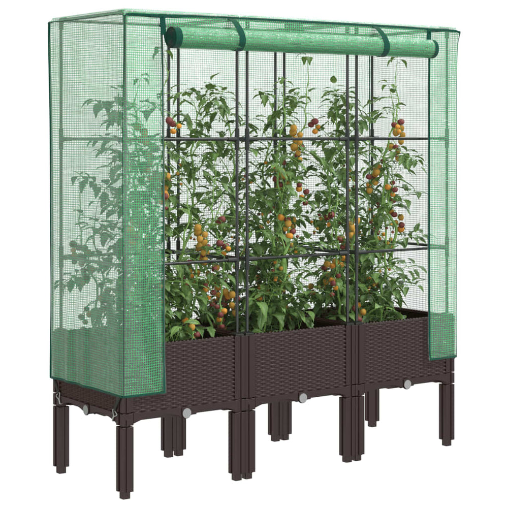Hochbeet mit Gewächshaus Rattan-Optik 120x40x140 cm