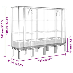 Hochbeet mit Gewächshaus Rattan-Optik 160cm