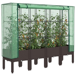 Hochbeet mit Gewächshaus Rattan-Optik 160cm