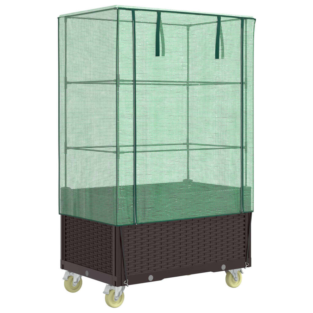 Hochbeet mit Aufsatz Rattan-Optik 80x50x182 cm
