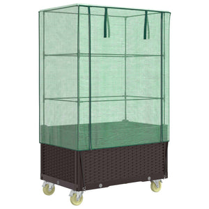 Hochbeet mit Aufsatz Rattan-Optik 80x50x182 cm