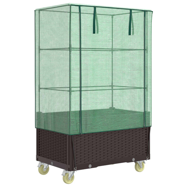 Hochbeet mit Aufsatz Rattan-Optik 80x50x182 cm