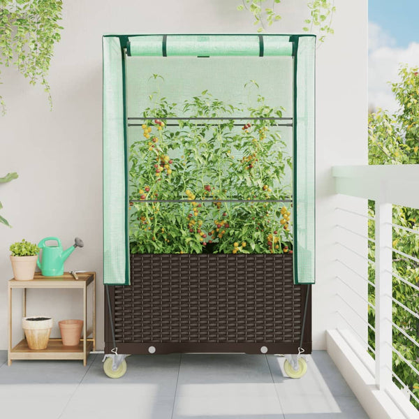 Hochbeet mit Aufsatz Rattan-Optik 80x50x182 cm