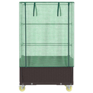 Hochbeet mit Aufsatz Rattan-Optik 80x50x182 cm