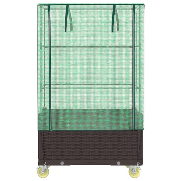 Hochbeet mit Aufsatz Rattan-Optik 80x50x182 cm