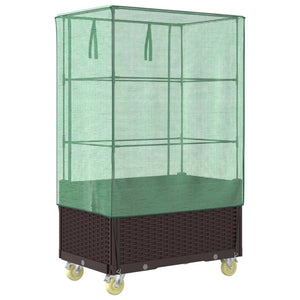 Hochbeet mit Aufsatz Rattan-Optik 80x50x182 cm