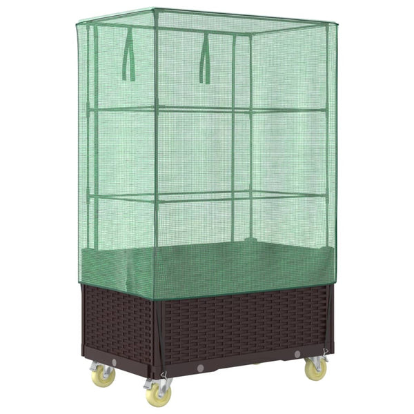 Hochbeet mit Aufsatz Rattan-Optik 80x50x182 cm