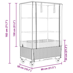 Hochbeet mit Aufsatz Rattan-Optik 80x50x182 cm