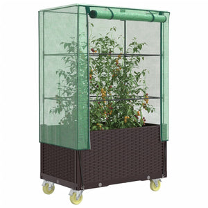 Hochbeet mit Aufsatz Rattan-Optik 80x50x182 cm