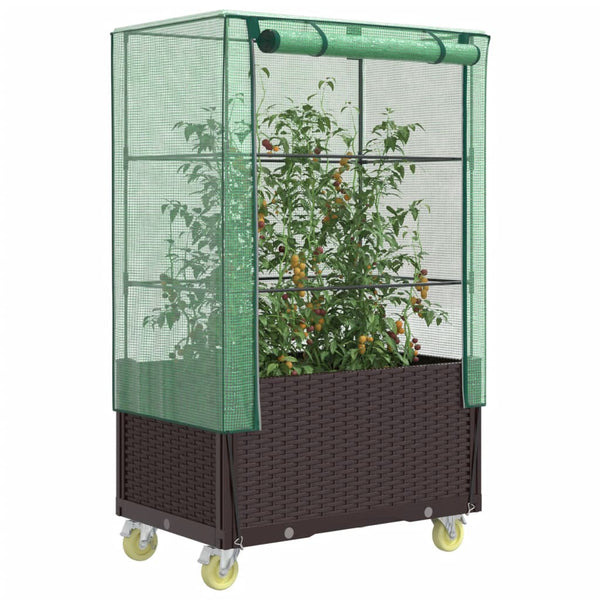 Hochbeet mit Aufsatz Rattan-Optik 80x50x182 cm