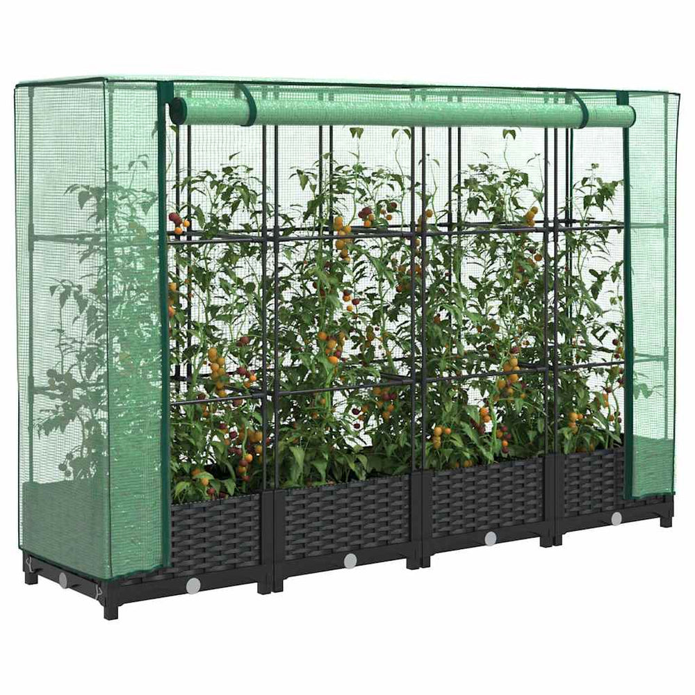 Hochbeet mit Gewächshaus Rattanoptik 160 cm