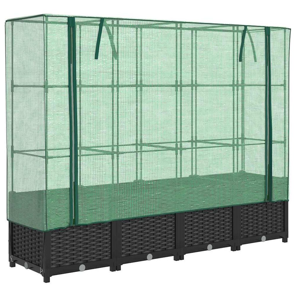 Hochbeet mit Gewächshaus Rattanoptik 160cm