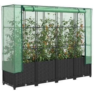 Hochbeet mit Gewächshaus Rattanoptik 160cm