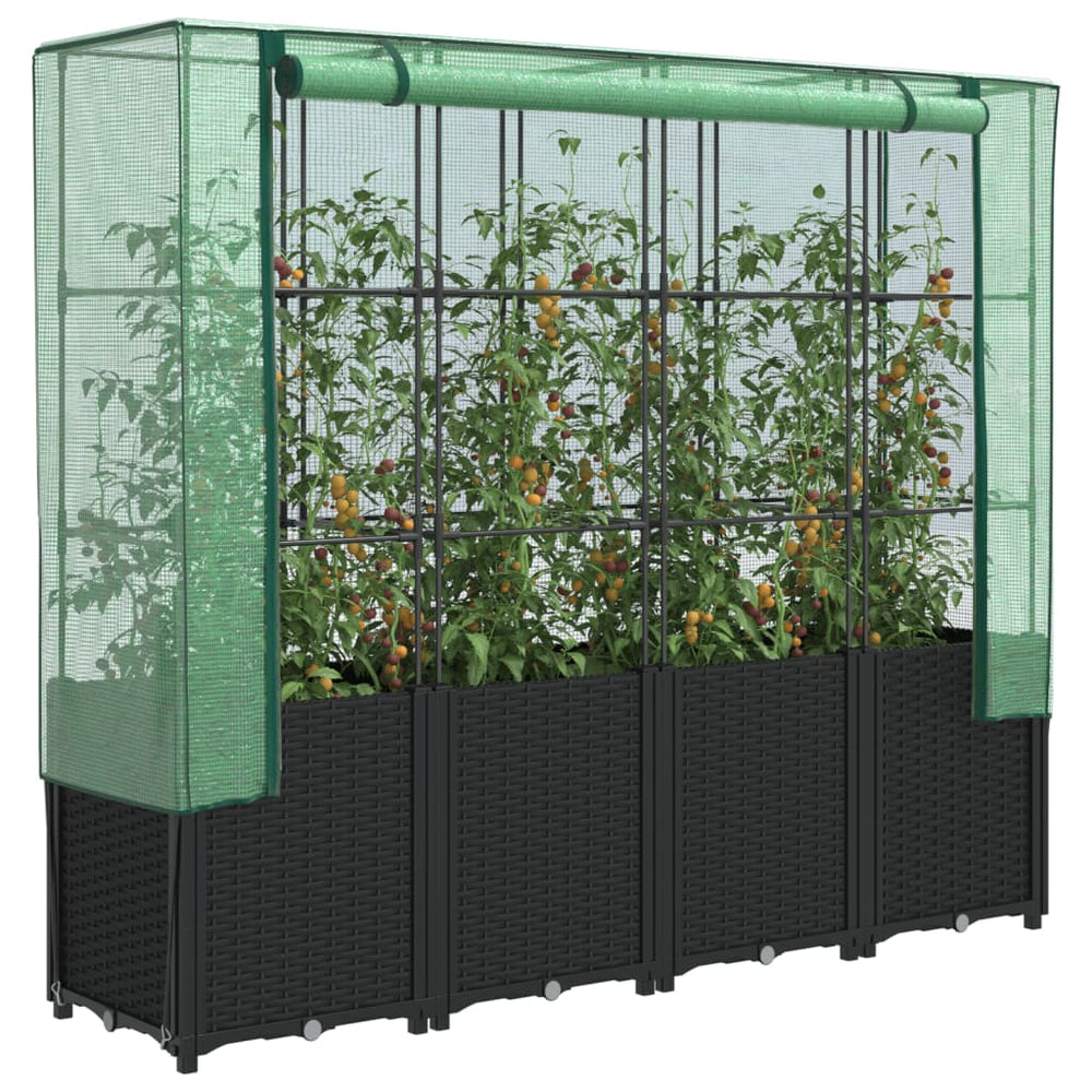 Hochbeet mit Gewächshaus Rattanoptik 160cm