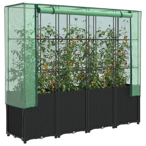 Hochbeet mit Gewächshaus Rattanoptik 160cm