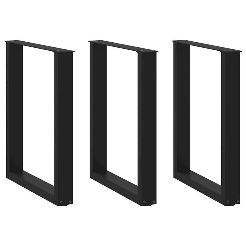 U-Form Tischbeine, 3er Set, Schwarz, Stahl