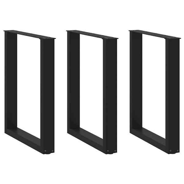 U-Form Tischbeine, 3er Set, Schwarz, Stahl