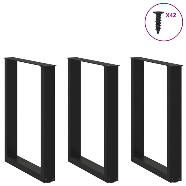 U-Form Tischbeine, 3er Set, Schwarz, Stahl