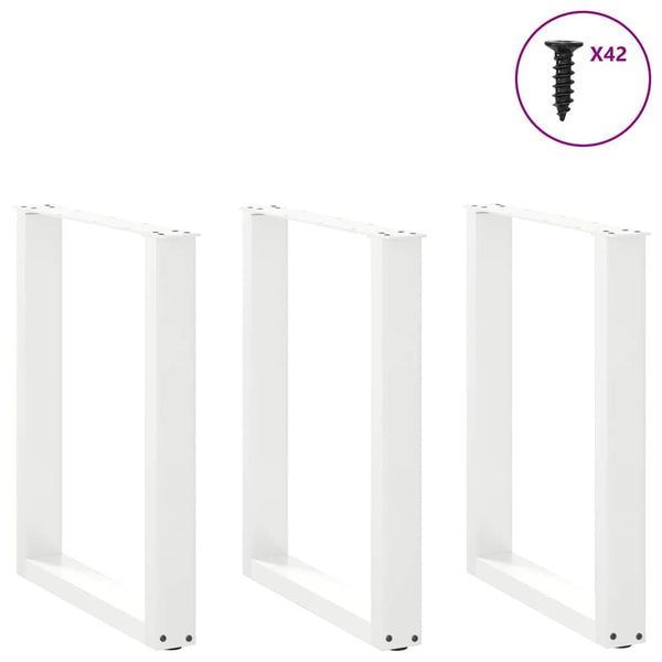 U-Form Tischbeine, 3er Set, Weiß, 70x72 cm