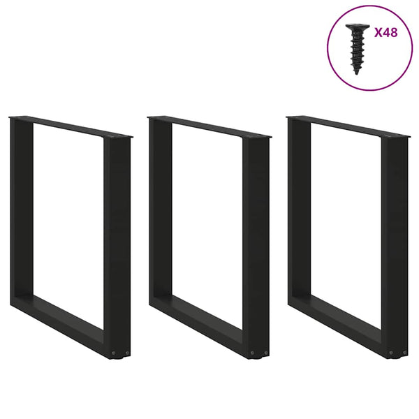 U-Form Esstischbeine, 3er Set, Schwarz