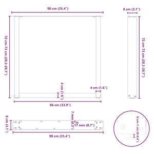 U-Form Tischbeine, 3er Set, Stahl Weiß