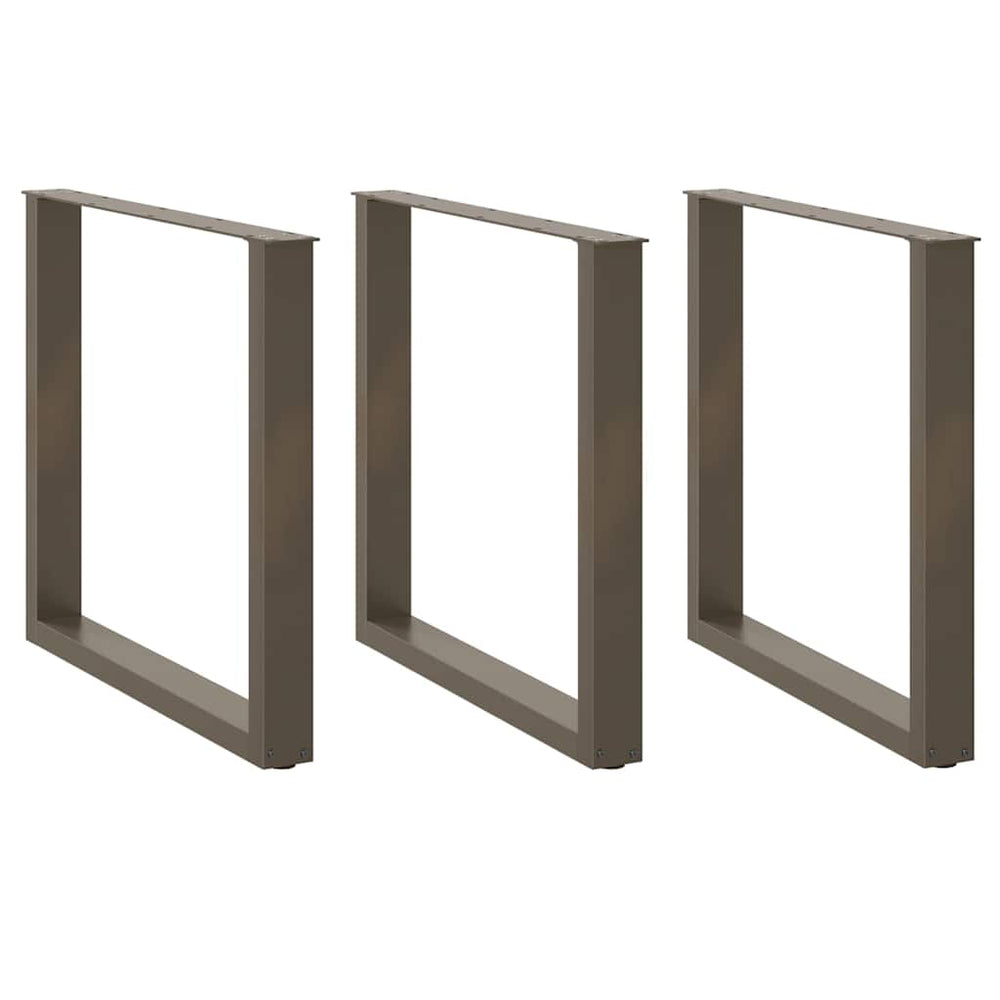 U-Form Tischbeine, 3er Set, Stahl Natur, 90cm