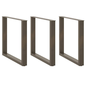 U-Form Tischbeine, 3er Set, Stahl Natur, 90cm