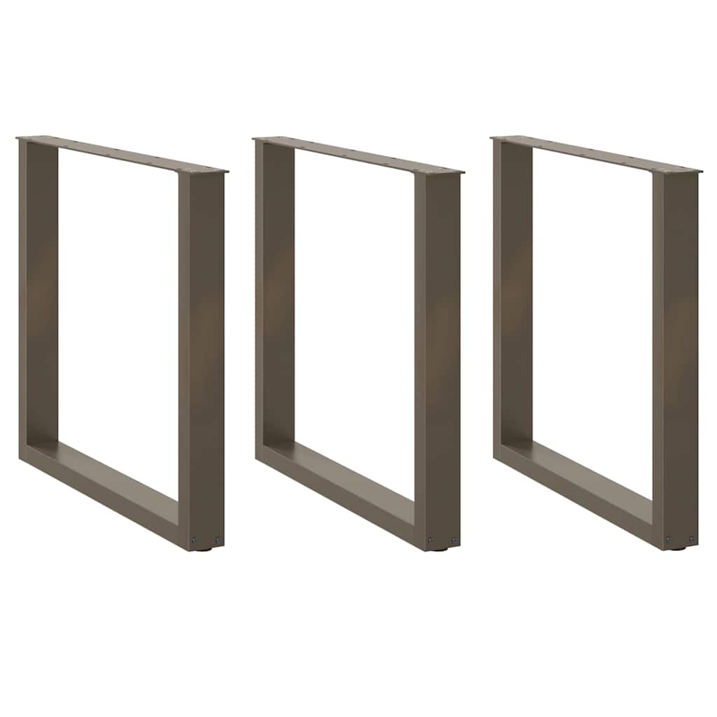 U-Form Tischbeine, 3er Set, Stahl Natur, 90cm