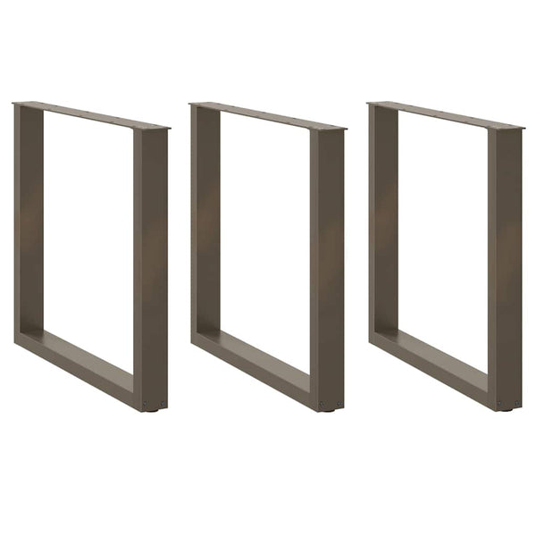 U-Form Tischbeine, 3er Set, Stahl Natur, 90cm