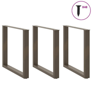 U-Form Tischbeine, 3er Set, Stahl Natur, 90cm