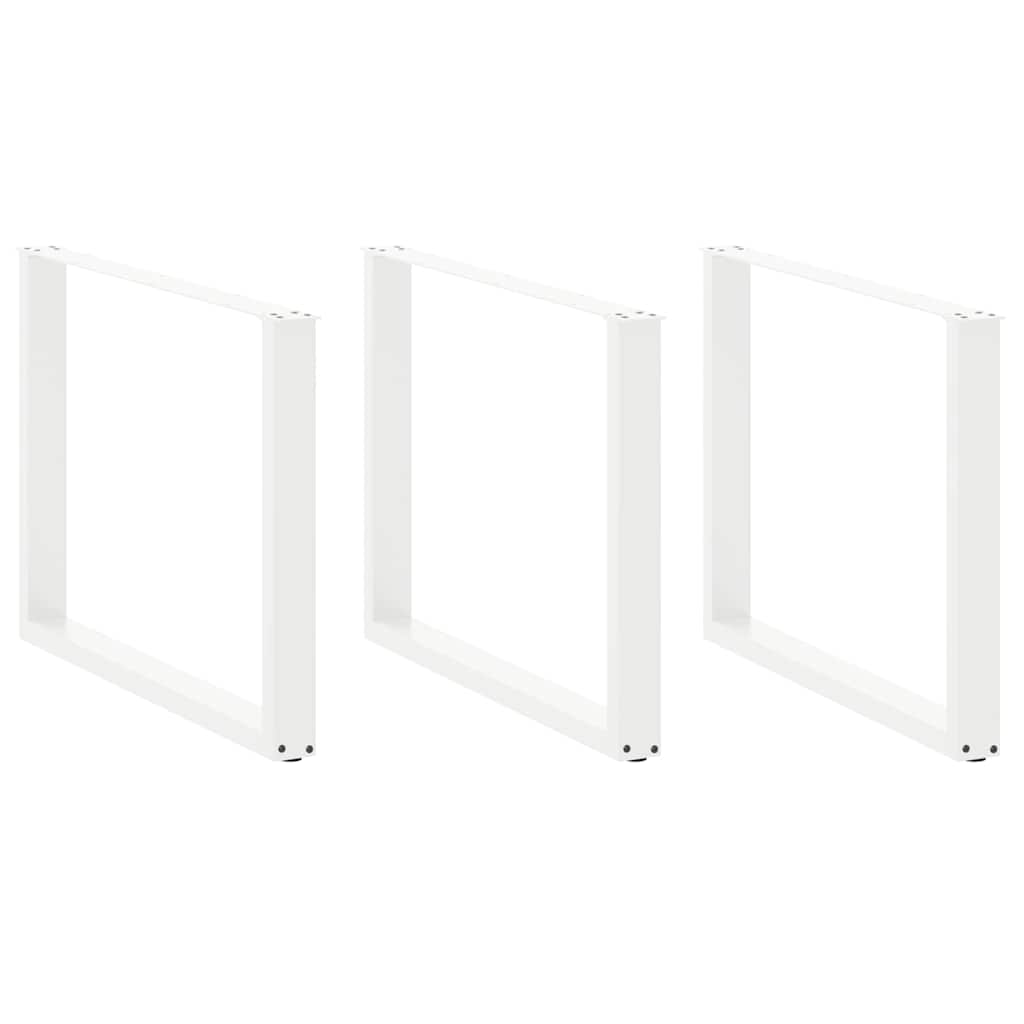 U-Form Tischbeine, 3er Set, Weiß, 100cm Stahl