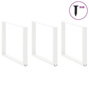 U-Form Tischbeine, 3er Set, Weiß, 100cm Stahl