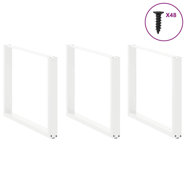U-Form Tischbeine, 3er Set, Weiß, 100cm Stahl