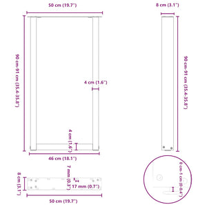 Bartischbeine U-Form Schwarz, 2er Set