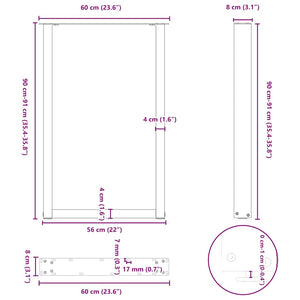 Bartischbeine U-Form Anthrazit 60x90 cm, 2er-Set