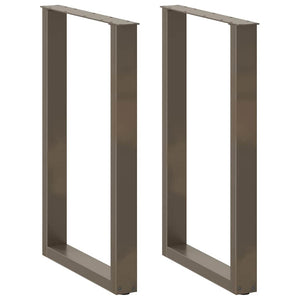 U-Form Bartischbeine, 60x90/91 cm, Naturstahl, 2er-Set