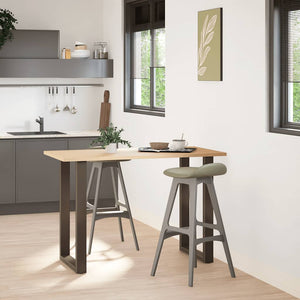 U-Form Bartischbeine, 60x90/91 cm, Naturstahl, 2er-Set