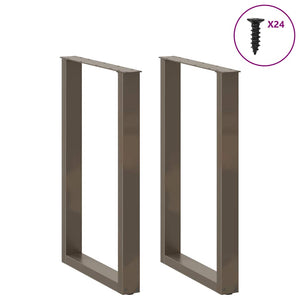 U-Form Bartischbeine, 60x90/91 cm, Naturstahl, 2er-Set