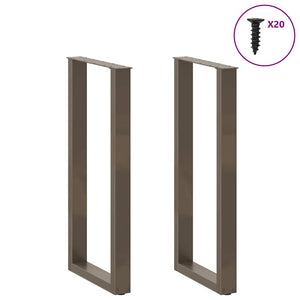 Bartischbeine U-Form, Naturstahl, 40x100-101 cm, 2er-Set